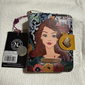 Nicole Lee Artistic Floral Wallet with Yellow Accent